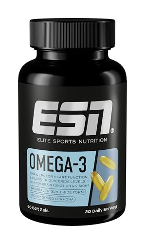 ESN Omega-3, 60 Kapseln, hochdosiert Fischöl mit 1200 mg EPA und 900 mg DHA pro Tagesportion – Miniatur