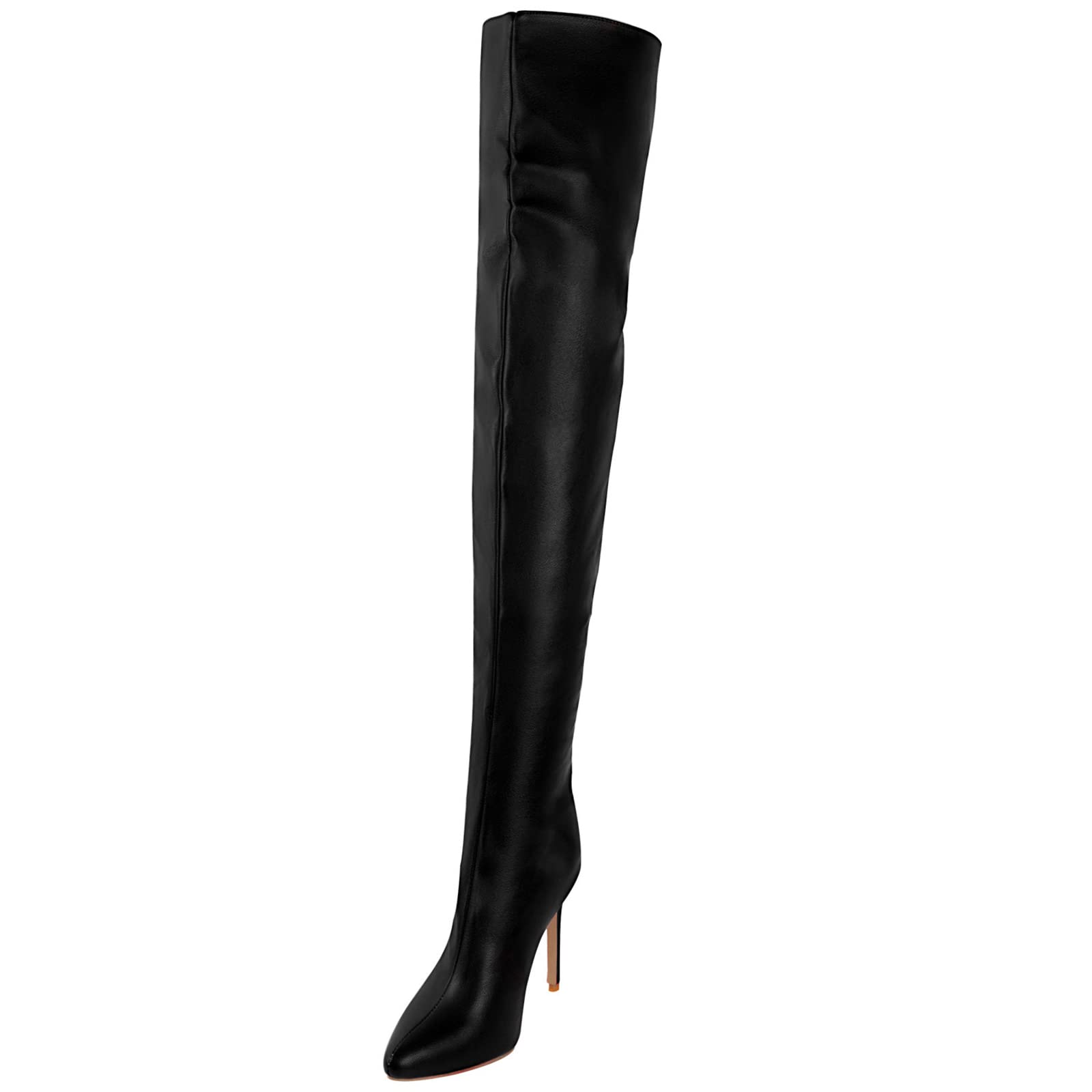 11CM/ 4.33IN Damen Hohe Stiefel Sexy Spitz Toe Zurück Reißverschluss Hohe Stiletto Solid Color Over-The-Knee Stiefel