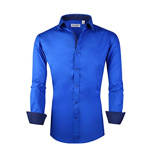 Alex Vando Mens Dress Shirts Regular Fit Long Sleeve Stretch Business Dress Shirts for Men