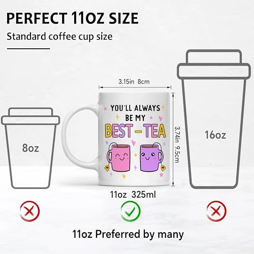 Image of Gossby Friend Coffee Mug - BEST-TEA - Gifts for Best Friend Women - Christmas Friendship Gift for Female Friend - Best Friends Birthday Gift - Besties BFF Gifts - 11oz White Ceramic Cup