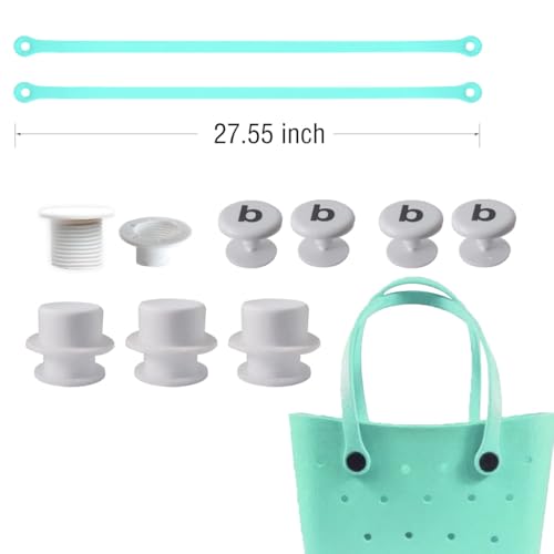 Image of Replacement Straps with 8 Buttons for Original L /XL Bogg Bag, Replacement Handles for Rubber Beach Bag, EVA Bag Strap Replacement, Bogg Beach Bag Repair Kit (Mint Chip)