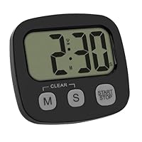 TFA Dostmann Digitaler Kurzzeitmesser zum Sport/Kochen/Lernen, 38.2057.01, inklusive Stoppuhr und Uhrzeit, magnetisch, großes Display, Eieruhr, Küchen-Timer, Sport-Timer, schwarz