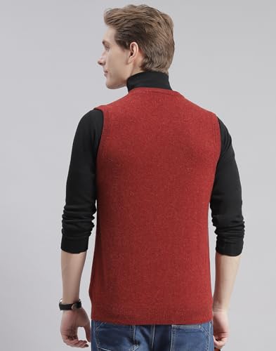 Image of Monte Carlo Off White Solid V Neck Sweater | Warm Woolen Pullover for Men | Soft Comfortable Knitted Winter Wear Sweater for Men's