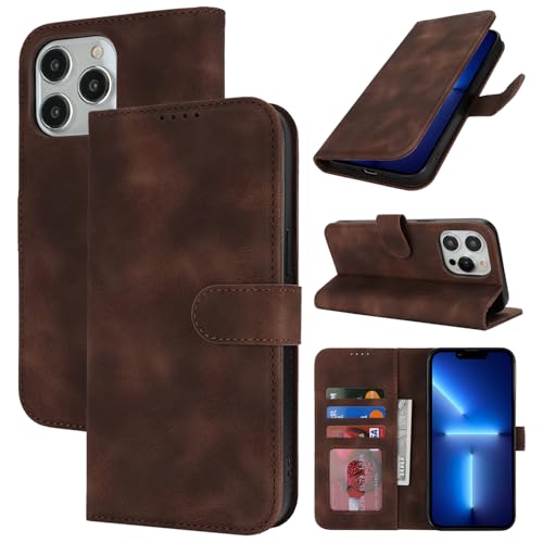 Zouzt Case for iPhone 13 Pro Max / 12 Pro Max (6.7 Inch), Premium PU Leather Wallet Case with Credit Card Holder Slot Flip Folio Kickstand Shockproof Protective Phone Cover (Vintage Dark Brown)