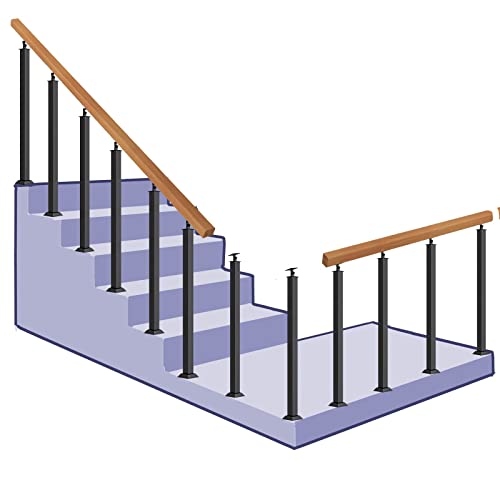 Rampe d'escalier extérieur intérieur fer forgé noir balustre garde-corps marches 4 pack - 2