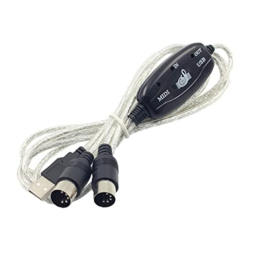 MIDI to USB Interface Cable Cord Converter PC to Music Keyboard Adapter - Plug and Play, Compatible with Windows XP/Vista and IOS Operating Systems