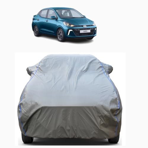 Aarex Auto All Weather Protection Car Cover for Hyundai Aura, Waterproof, UV Proof, Heat Resistant, Anti Dust, Triple Stitched (Grey)