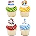 DecoPac Happy Birthday Rings, 24 Cupcake Toppers Featuring Multi-Colored Balloons, Party Hats, Streamers, Bright Colors - 24 Pack
