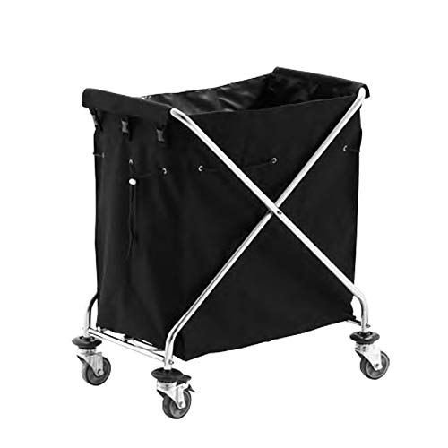 DFEDHF Multifunctional Utility Cart Service Storage Trolley Beauty Utility Cart Heavy Duty Folding Cart, Black Practical Rolling Trolley Hotel Laundry Hamper Sorter for Clothes Storage