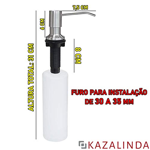 Dosador Detergente Embutir Bancada Pia Redondo Inox Escovado