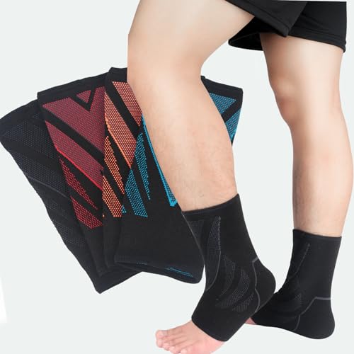 Image of Ankle Brace for Women & Men - Compression Sleeve Support for Sprains, Plantar Fasciitis, Achilles Pain - Breathable Foot Wrap for Sports, Running, Injury Recovery (red, L)