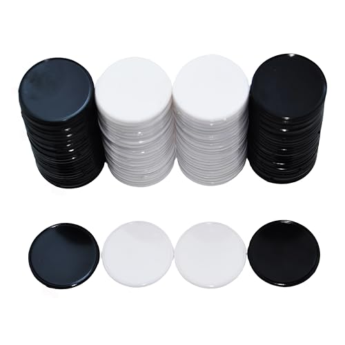 SmartDealsPro 100 Stück 25 mm/2,5 cm blickdichtem Kunststoff lernen Zählen Marken Poker Chips mit Aufbewahrungsbox, 2 colors--Black&White
