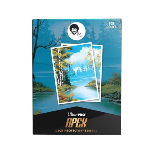 Ultra PRO - Bob Ross Lakeside Path 105ct APEX™ Deck Protector Sleeves, Bob Ross Collectibles, Art-Themed Card Sleeves, Trading Card Accessories, Vibrant Card Sleeves