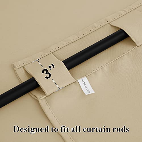 Image of RYB HOME Small Window Curtains Blackout, Privacy Thermal Insulating Drapes for Bedroom Bathroom Basement Cafe Classroom Window Decor, W 34 x L 45 inches, Biscotti Beige, 2 Panels