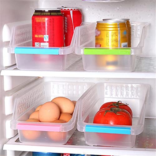 JINGYAN ﻿ Boîtes de stockage de légumes Refrigerator Organizer Bins Clear Fruit Food Jars Storage Box With Handle Freezer Cabinet Fridge Fruits Vegetable Basket(Pink) – vue 2