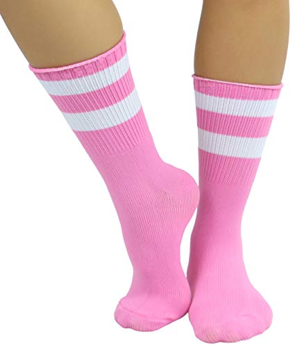 Image of ToBeInStyle Women's Acrylic Ankle Hi With Double Stripe Top Crew Fun Athletic Socks