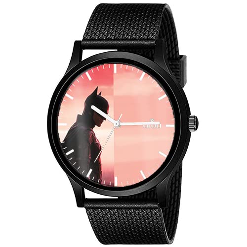 AROA Watch New Watch for Batman with Dawn Background Men Model : 138 Black Metal Type Rubber Analog Watch Pink Dial for Men Stylish Watch for Boys (B0BZQ8L1TH) Amazon Price History, Amazon Price Tracker