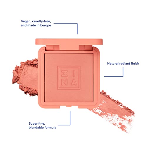 3Ina The Blush 212 - Natural, Light Mineral Powder Blush For Sensitive Skin - Blendable, Buildable Rouge To Give Skin A Pigmented, Dewy Glow - Vegan, Cruelty Free, Eco Friendly Blush Makeup - 0.26 Oz #TOP1