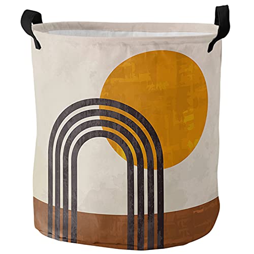 Laundry Hamper, Bohemian Abstract Art Mid Century Sun Rainbow Boho Collapsible Clothes Hamper With Handles Water Repellent Freestanding Storage Basket For Clothes Toys #TOP26