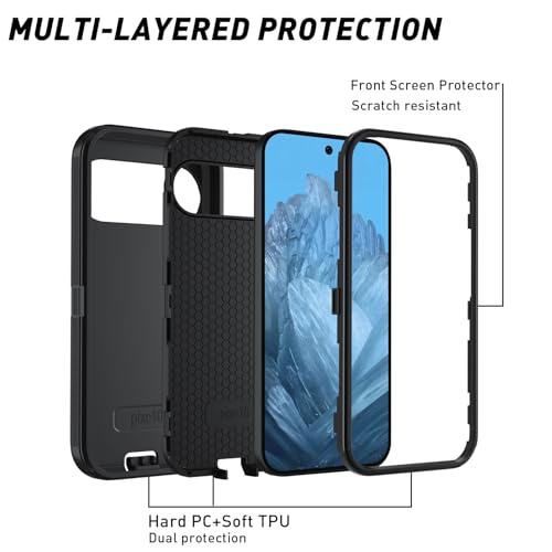 Ylzhe for Pixel 10 Pro Case,3 in 1 Design Durable Heavy Duty Protection,Black - image 3