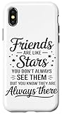 Installation facile Les Bons Amis sont comme des Étoiles Amitié Amis Solidaires Coque pour iPhone X/XS