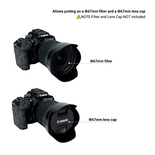 Lens Hood for Canon RF 15-30mm F4.5-6.3 is STM Lens on EOS R6 Mark II EOS R Series Camera, Reversible Lens Shade Replace Canon EW-73E Lens Hood, Compatible with 67mm Filters and 67mm Lens Cap miniatura 4
