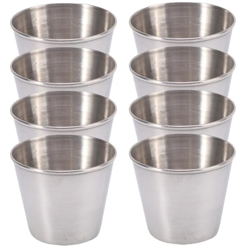 MERRYHAPY 8 Tazas de Acero Inoxidable Plateadas para Camping, Portátiles y Prácticas, Ideales para Viajes y Uso Prolongado en Bares y Exteriores