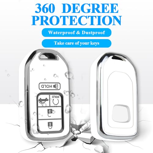 Image of MILD EAST for Honda Key Fob Cover with Keychain 5 Buttons(White)