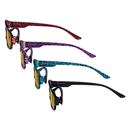 Image of Eyekepper 4-pack Reading Glasses Blue Light Blocking for Women Amber Tinted