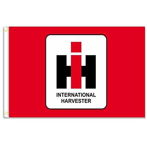 Home King International Bannière de drapeaux rouges moissonneuse 100 % polyester, tête en toile avec œillet en métal 0,9 x 1,5 m