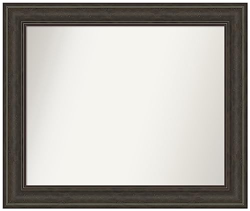 Amanti Art Brown Wall & Bathroom Mirror for Over Sink, 26x31 Small Mirror