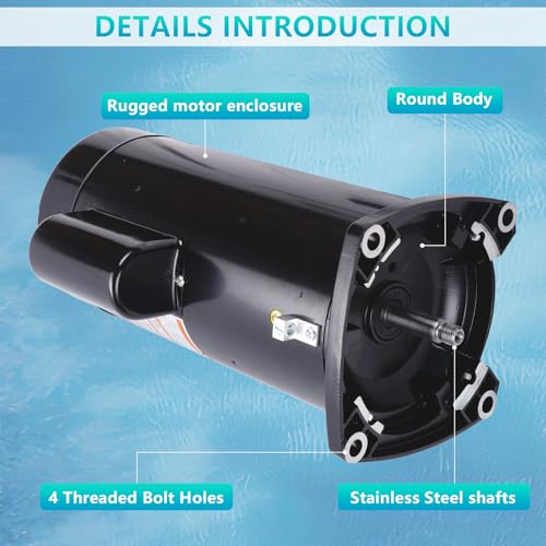 JHACM USQ1252 2.5HP Pool Pump Motor Compatible with Century A.O. Smith Hayward Super Pump、Super II、Max - flo、Hayward Northstar Pump Round Flange Pool Motor Single Speed 48Y Frame, 230V ﻿ ﻿ by JHACM - Image 6