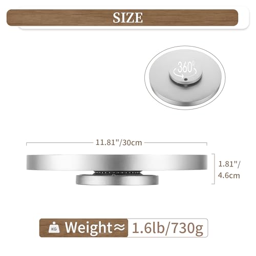 Hanobe Lazy Susan Bathroom Tray: Decorative Round Table Centerpieces 12 inch Turntable Organizer for Countertop Dining Room Kitchen Pantry Champagne Sliver by Hanobe - Used condition - Image 4