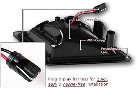 EPARTS Full LED Front Bumper Fender Side Marker Light Turn Signal Lamp Assembly Replacement Compatible With 2008-2011 Mercedes Benz W204 C-Class C300 / C350 / C63AMG (Smoke Lens/Amber LED)