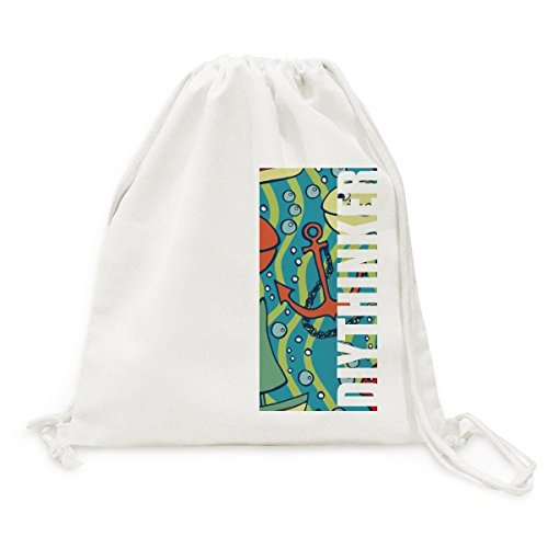 Sac cordon en toile avec motif poisson et bateau de navigation pour voyage