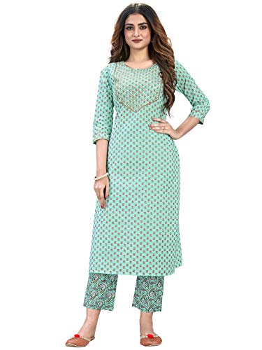 Image of Vbuyz Women's Rayon Printed & Embroidered Anarkali Regular Fit Kurta