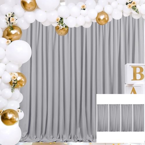 Polyster Backdrop Curtains Parties Gray Solid Backdrop Fabric Wall