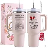 VoziSpace Mother in Law Tumbler with Handle 40oz Mothers Day Gift - Best Funny Mother in Law Mug Gifts for Birthday Mother's Day, Wedding, Valentine's, Christmas