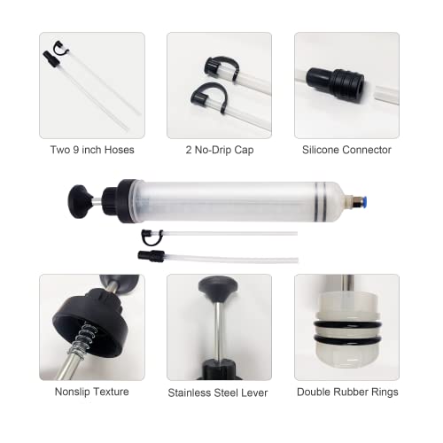 Fluid Extractor: Oil Extractor&Syringe/Automotive Pump/Manual Suction Vacuum Fuel Car Transfer Power Steering Radiator/Gear Brake/Transparent Changer&Evacuator/Transmission Style Manual Filler(500Cc) #TOP4