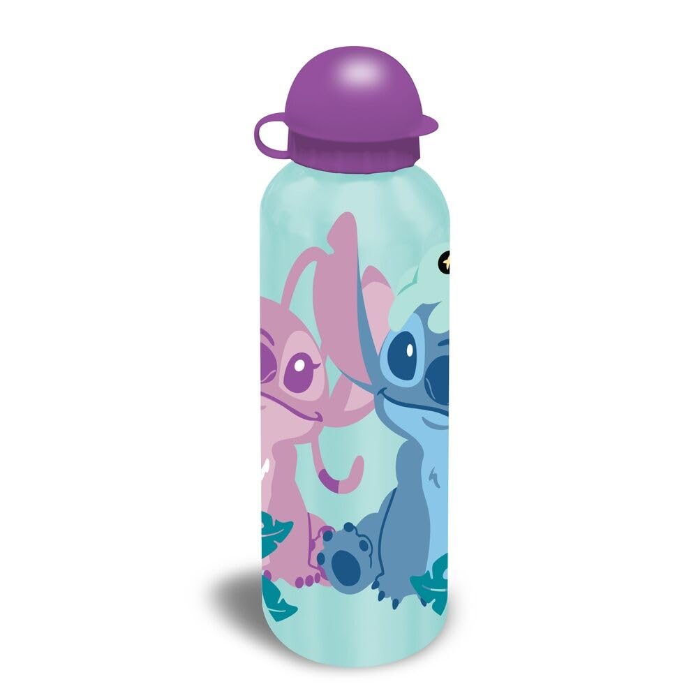 SRV Hub Disney Stitch Aluminium Kids Bottle โ 500ml Leakproof Water Bottle with Straw and Flip Top | BPA-Free Reusable Metal Bottle for School, Travel, Sports โ image 1