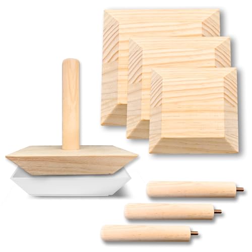 GeryVtee 3-Pack Square Pottery Molds Wood Pottery Tools with Handle Top Forms for DIY Bowls Plate Dish Slump Press Art Making Pottery Tools for Handbuilding(4.5" 5.5" 6.5")