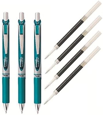 Pentel EnerGel Deluxe RTX Liquid Gel Ink Pen Set Kit, Pack of 3 with 4 Refills (Turquoise - 0.7mm) ...