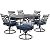 Hanover Montclair 7-Piece Outdoor Dining Set with 6 Swivel Rockers, Navy Blue Cushions and Stamped Steel Rectangular Dining Table, Patio Dining Set for 6, Premium All-Weather Patio Furniture for Deck