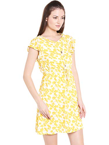Image of 109 F Women Polyester Yellow Printed Dress