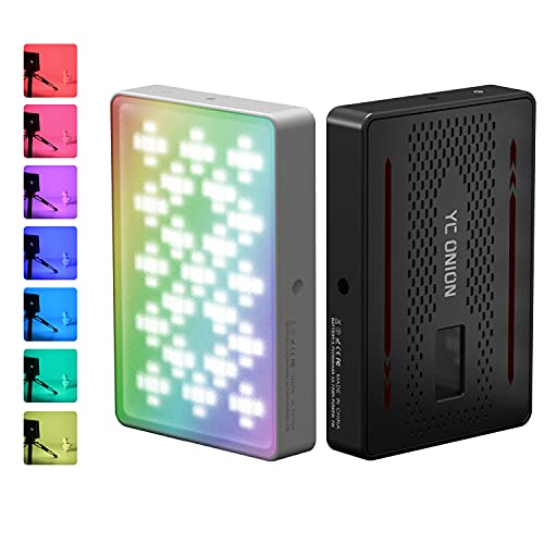 YC Onion RGB Camera Light Photography Studio Video Iluminación con Control de aplicación, Regulable 3200K-6200K Luz de Video LED CRI98 + Luz de cámara a Todo Color de 360 °(Negro) Cover