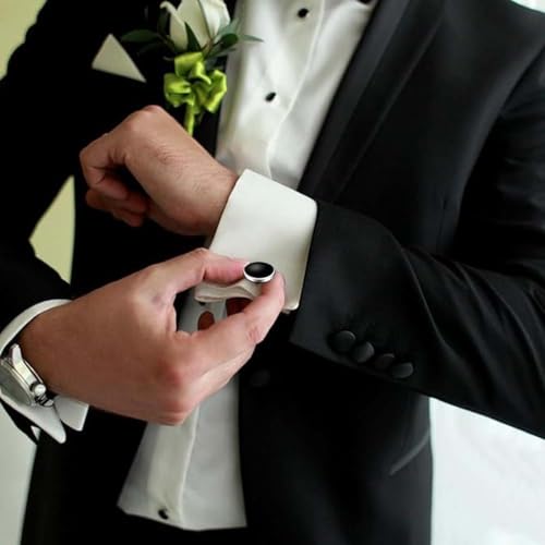 Men’s Cufflinks and Tuxedo Studs Set with Tie clip and wallet Gift Box,Match for Business Wedding Formal Suit cuff links mens2