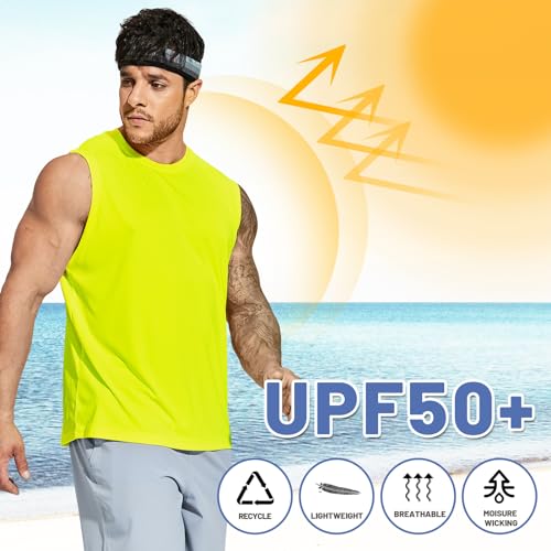MIER Men's Workout Tank Tops UPF 50+ Swim Shirts Quick Dry Running Sleeveless UV Protection Muscle Tees4