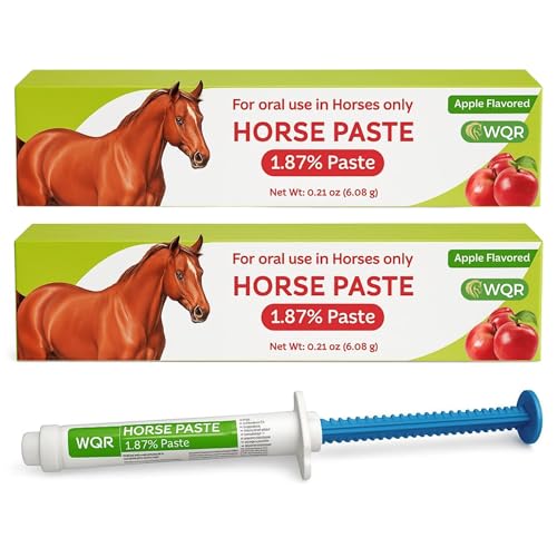 Horse Paste – Dewormer Oral Syringe 6.08g Apple-Flavored | 1.87% Ivermectin for Horses Up to 1,250 lbs – Pack of 2 by WQR