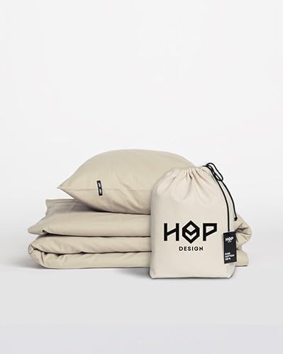 HOP DESIGN Juego de ropa de cama PURE - Juego de funda nórdica 100 % algodón doble - Ropa de cama de algodón 100 % puro. Juego de funda nórdica de algodón, 135/200 cm, lino