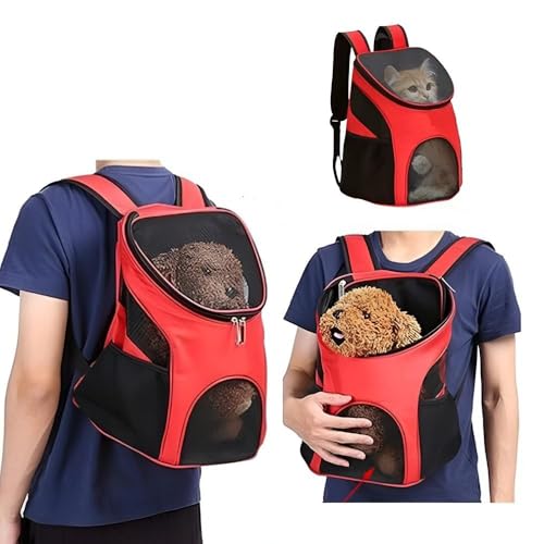 Mochila Pet Transporte Com Ventilação Cachorro Gato Vermelha